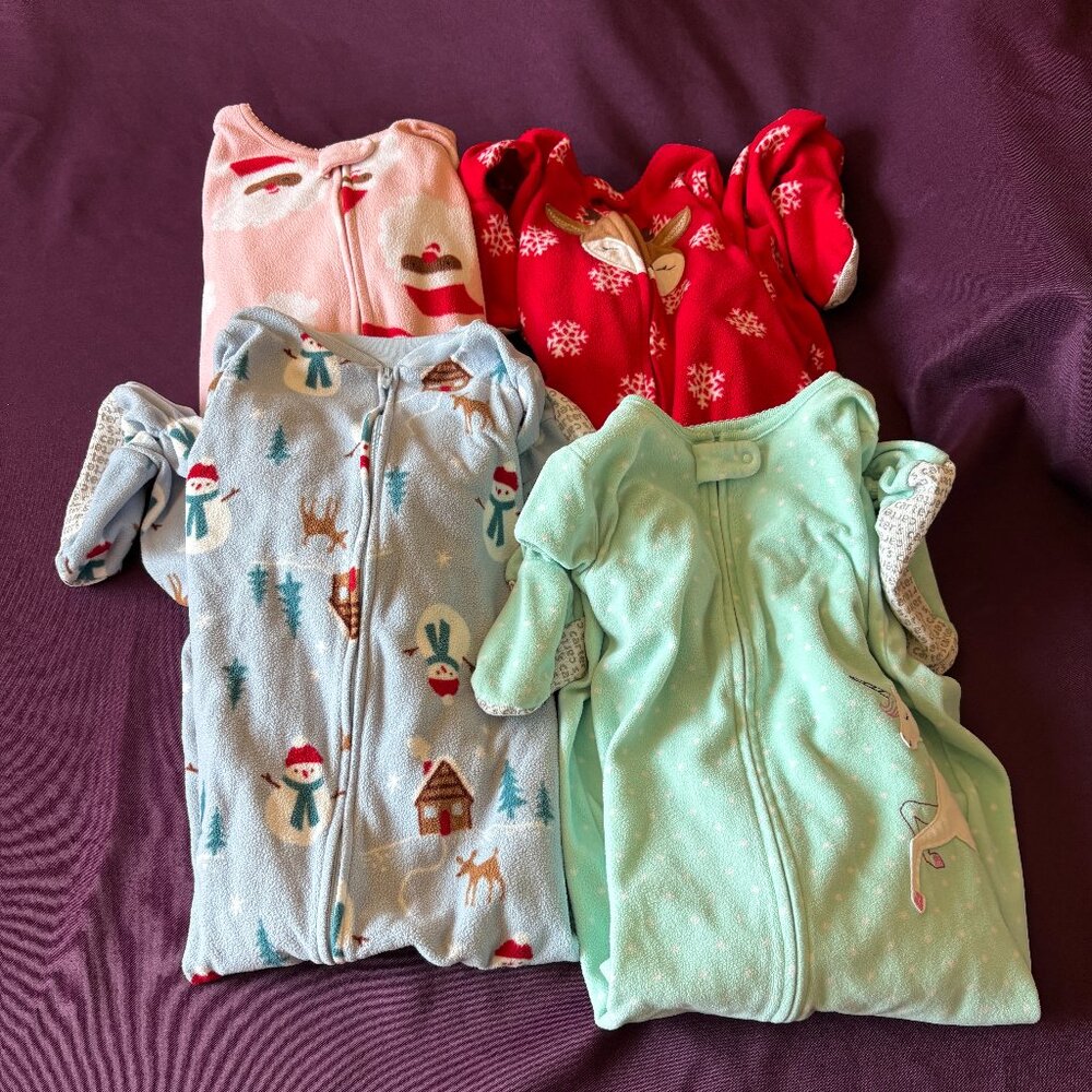 Girls Fleece Footed Pajamas Bundle 5T Carter’s Just One You Winter Sleepers Lot